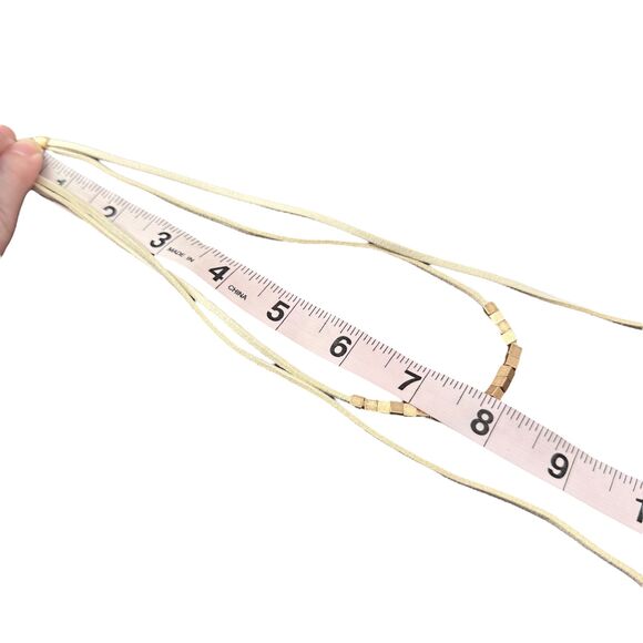 J Jill Layered Beaded Necklace Square Gold Tone Double Strand Cord Adjustable - Picture 9 of 11